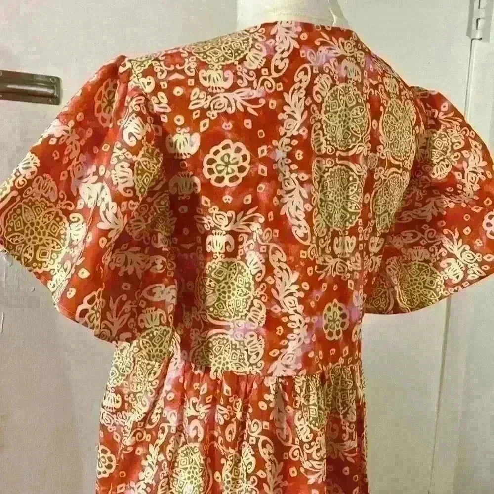 Maeve by Anthropologie 100% Cotton Printed Flutter Sleeve Babydoll Dress Size XS - Picture 10 of 13